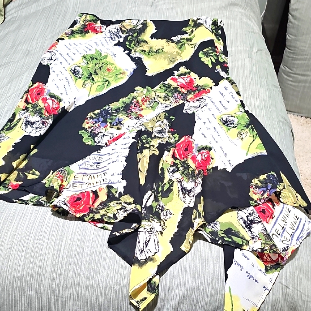 Russell Athletic Asymmetrical Skirt with Floral Print